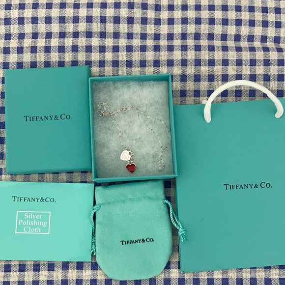 Tiffany & Co. Jewelry - Tiffany & Co. Silver Necklace with Teal Heart Pendant